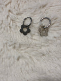 Silver stainless steel clover hoop earrings