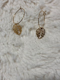 Gold-plated stainless-steel leaf dangle earrings