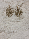 Gold-plated stainless-steel leaf earrings