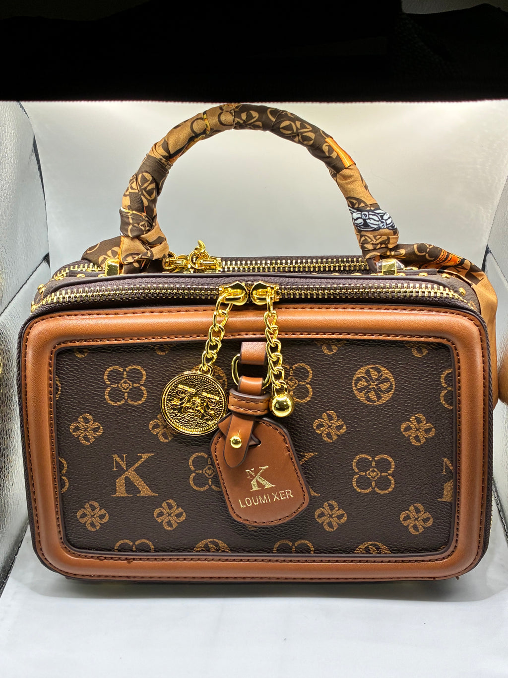 Brown box handbag